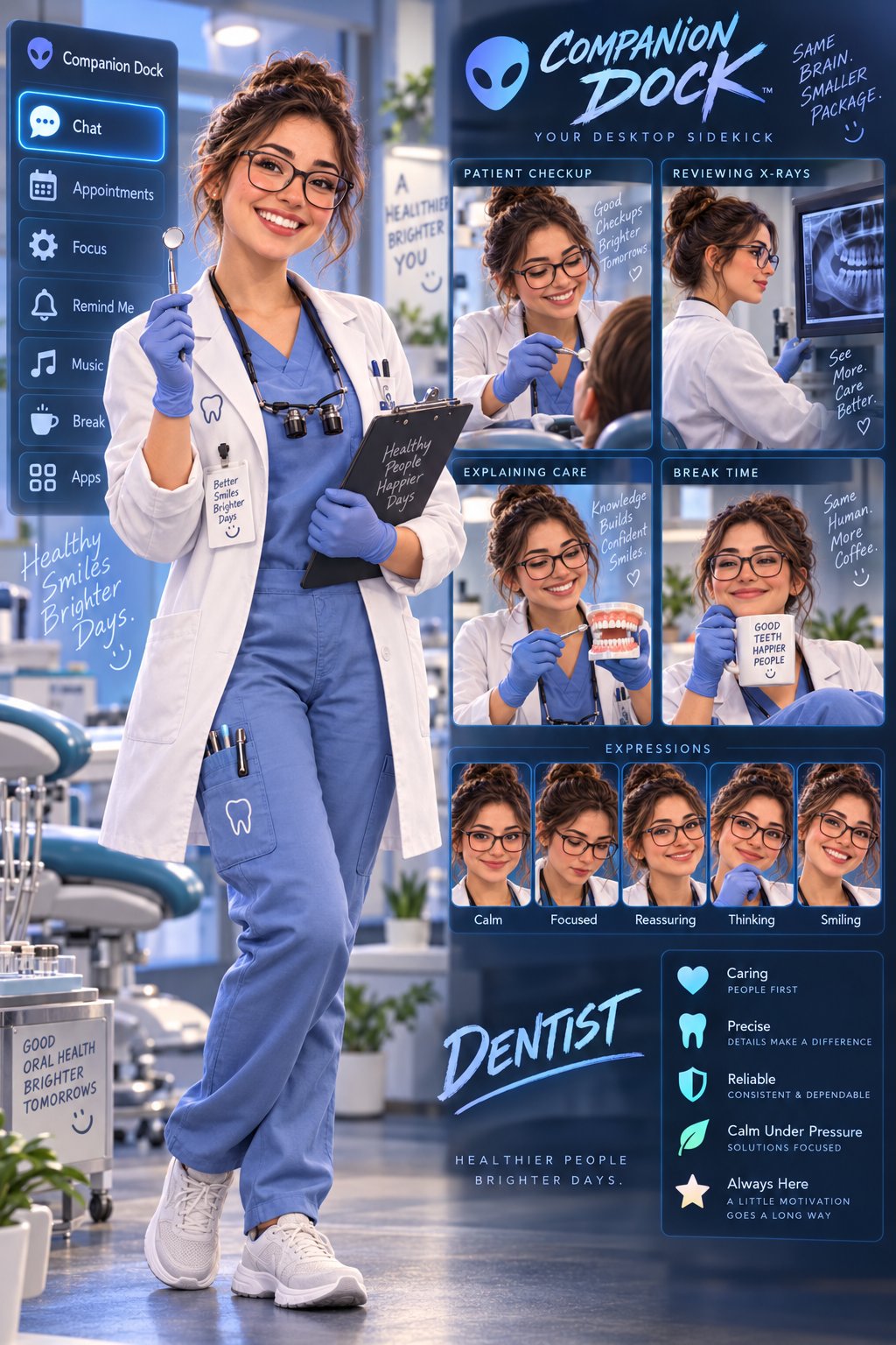 Custom dentist companion concept sheet