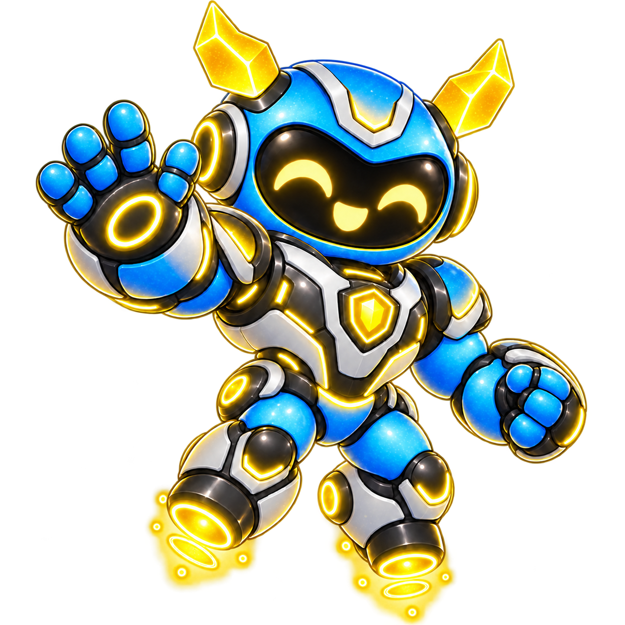 Torq, blue robot with orange crystal horns and glowing orange accents