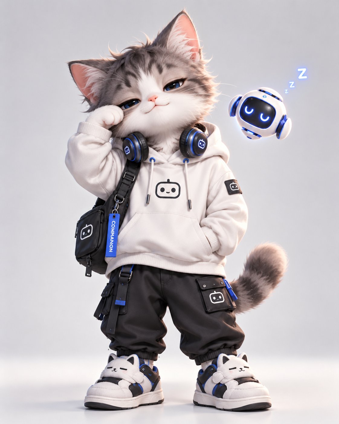 Custom Companion Dock merchandise cat character concept sheet